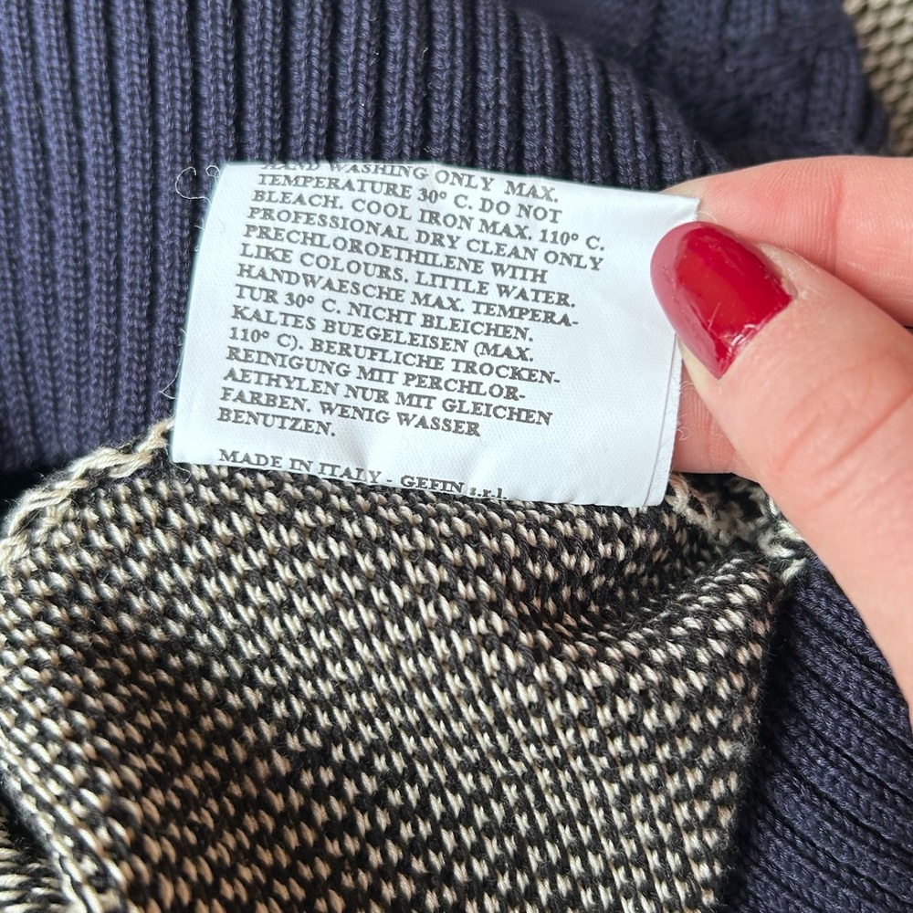 Men's Navy Crewneck Sweater with Light Gray Diamond Panels - Picture 5 of 5